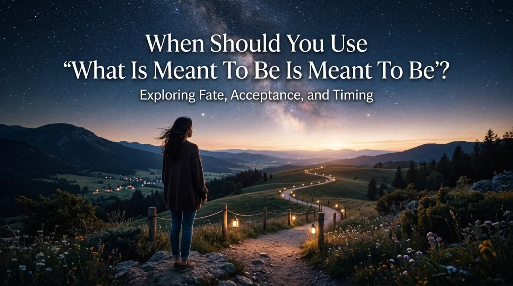 When Should You Use “What Is Meant To Be Is Meant To Be”?